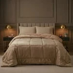 Coberdrom Sherpa Dupla Face Plush 600 Fios Inverno Macio Bege - Imagem 1