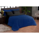Kit Edredom Ternura Casal Queen + 4 Peças Dupla Face Azul Marinho/preto – Liso - Imagem 1