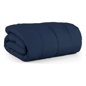 Edredom Casal Queen Micropercal 400 Fios Cama Kit Conforto Azul-marinho Liso