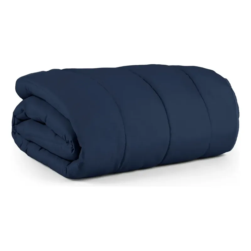 Edredom Casal Queen Micropercal 400 Fios Cama Kit Conforto Azul-marinho Liso
