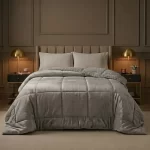 Coberdrom Edredom Casal Sherpa Dupla Face Plush 600 Fios Cinza - Imagem 1