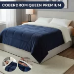 Coberdrom Casal Queen Alaska Cobertor Edredom Dupla Face Carneirinho Toque Macio Resistente Desing Sofisticado Cor Azul Marinho - Imagem 1