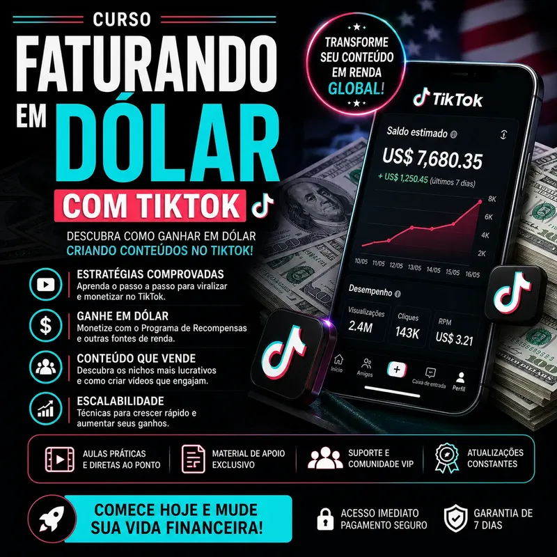 Curso Faturando Em Dólar Com Tik-tok
