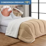 Edredom Cobertor Coberdrom Sherpa Casal Queen Grosso Macio Cor Caqui - Imagem 1