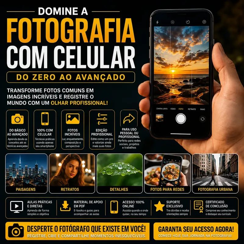 Curso Domine A Fotografia Com Celular Do Zero Ao Avançado