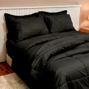 Jogo De Cama 06 Peças Aconchego Dupla Face Casal Queen Preto Casa Dona
