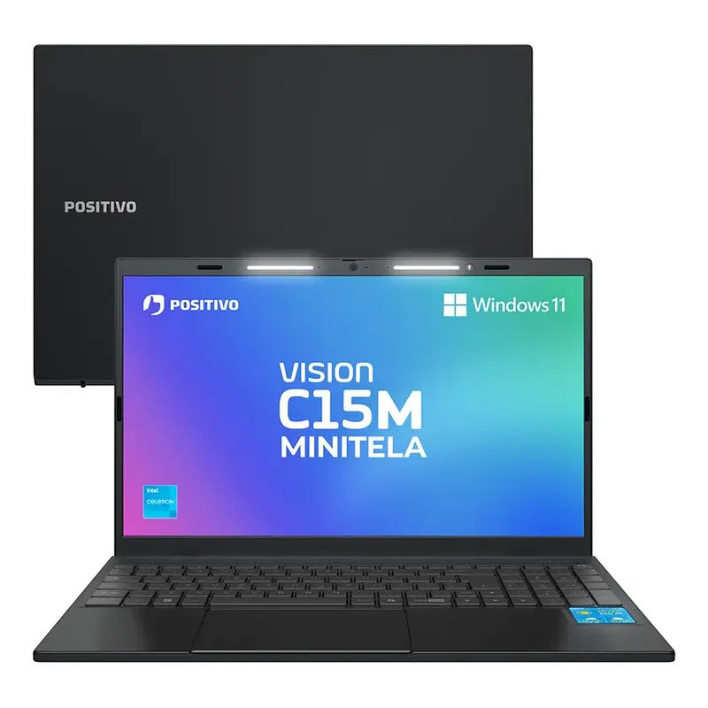 Notebook Positivo Vision C15M de 15.6″ Full HD com Minitela, Intel Celeron N4500, 8GB RAM e 128GB SSD