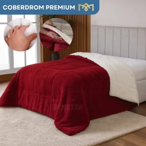 Cobertor Casal Queen Dupla Face Manta Sherpa Edredom Macio Cor Vermelho